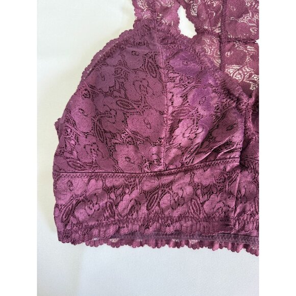 Zenana Outfitters Lace Bralette Womens XL Purple Racerback Lightly Padded - Picture 4 of 9